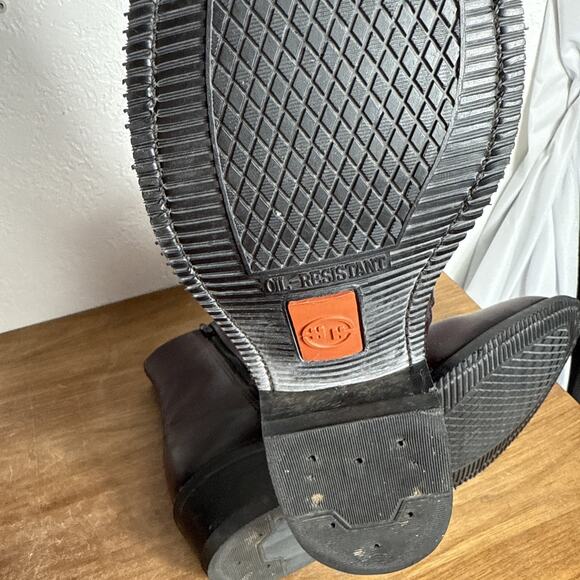 Double-H Zipper Work Boots Men's Size 9.5 EEE WIDE Slip Resistant Soles Burgundy - Picture 10 of 15